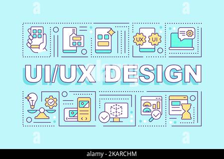 UX UI design word concepts turquoise banner Stock Vector