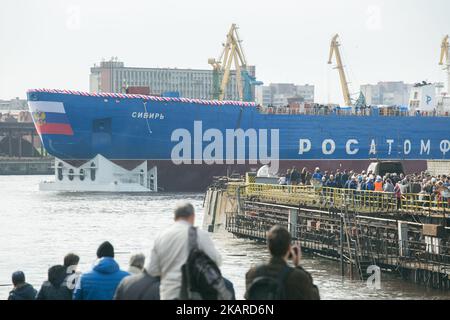 Launching the world's largest icebreaker Siberia to the Baltic shipyard in St. Petersburg, Russia 22 september 2017 (Photo by Valya Egorshin/NurPhoto) Stock Photo