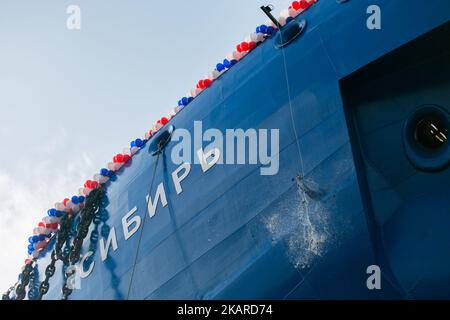 Launching the world's largest icebreaker Siberia to the Baltic shipyard in St. Petersburg, Russia 22 september 2017 (Photo by Valya Egorshin/NurPhoto) Stock Photo