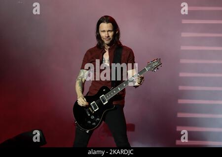 Myles Kennedy from American band Alter Bridge performs at the Rock in Rio Festival in the Olympic Park, Rio de Janeiro, Brazil, on September 22, 2017. (Photo by Gilson Borba/NurPhoto) Stock Photo