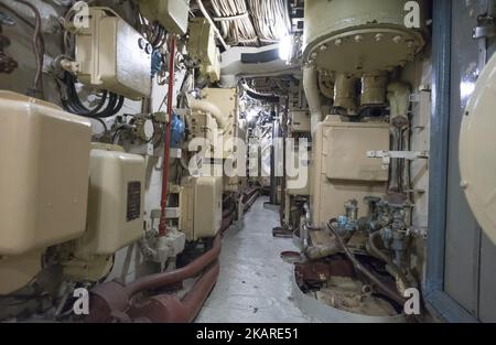 The submarine U-434 left the Russian shipyards in 1976. It was built in only eight months. He was assigned to the Soviet North Sea Fleet, where he served until April 2002; as of that year, was exposed to the public. This submarine is one of the largest non-nuclear submarines in the world and was used mainly in espionage work. On 24th September 2017 in Hamburg, Germany. (Photo by Oscar Gonzalez/NurPhoto) Stock Photo