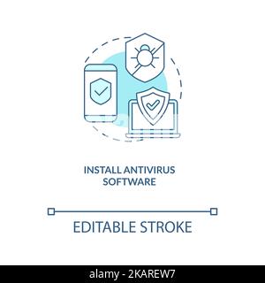 Install antivirus software turquoise concept icon Stock Vector