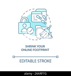 Shrink your online footprint turquoise concept icon Stock Vector