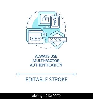 Use multi-factor authentication turquoise concept icon Stock Vector