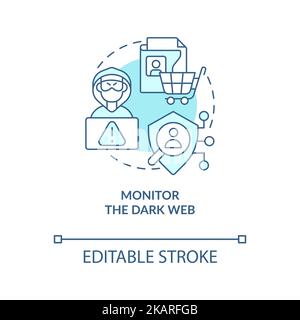 Monitor dark web turquoise concept icon Stock Vector