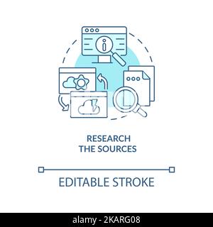 Research sources turquoise concept icon Stock Vector
