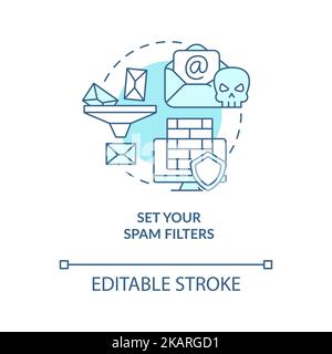 Set your spam filters turquoise concept icon Stock Vector