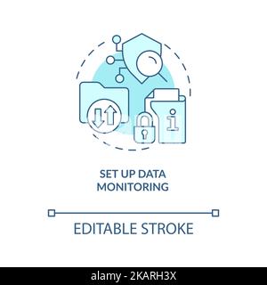 Set up data monitoring turquoise concept icon Stock Vector