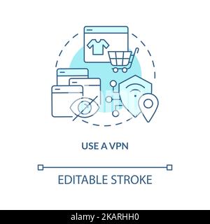 Use VPN turquoise concept icon Stock Vector