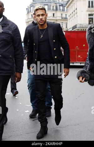 Neymar oozes Parisian vibes in all black at Balmain show