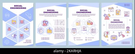 Social engineering attack blue brochure template Stock Vector Image ...