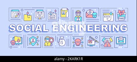 Social engineering word concepts blue banner Stock Vector