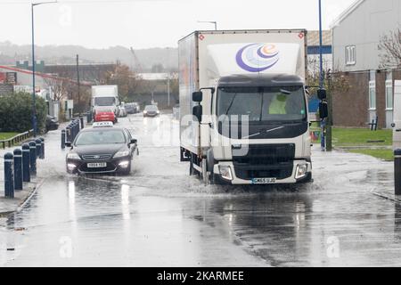 Newhaven East Sussex, 3rd November 2022. Heavy rain causes travel chaos as roads across the South of England flood.  These photos taken in Newhaven East Sussex Credit: @Dmoonuk/Alamy Live News Stock Photo