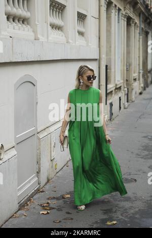 Caro Daur is seen in the streets of Paris during the Paris Fashion Week on October 1, 2017 in Paris, France. (Photo by Nataliya Petrova/NurPhoto) Stock Photo