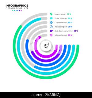 Infographic template with icons and 6 options or steps. Pie. Can be used for workflow layout, diagram, banner, webdesign. Vector illustration Stock Vector