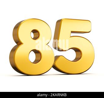 Gold number 85 (number eighty-five) with perforated black metal ...