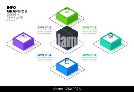 Infographic template with icons and 4 options or steps. Cube. Can be used for workflow layout, diagram, banner, webdesign. Vector illustration Stock Vector