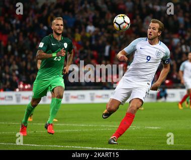 England's Harry Kane during FIFA World Cup Qualifying - European Region - Group F match between England and Slovenia at Wembley stadium in London, UK on October 5, 2017. (Photo by Kieran Galvin/NurPhoto) Stock Photo