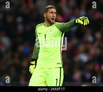 Jan Oblak of Slovenia during FIFA World Cup Qualifying - European Region - Group F match between England and Slovenia at Wembley stadium in London, UK on October 5, 2017. (Photo by Kieran Galvin/NurPhoto) Stock Photo