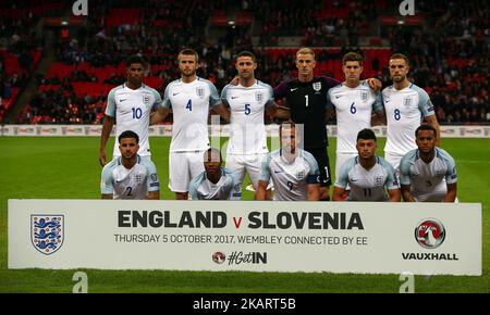 England Team Shoot during FIFA World Cup Qualifying - European Region - Group F match between England and Slovenia at Wembley stadium in London, UK on October 5, 2017. (Photo by Kieran Galvin/NurPhoto)  Stock Photo