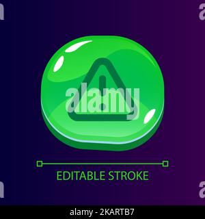 Warning glossy ui button with linear icon Stock Vector