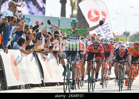 Sam Bennett from Bora–Hansgrohe team wins the fifth stage - the 166 km Vestel Selcuk to Izmir stage of the 53rd Presidential Cycling Tour of Turkey 2017. On Saturday, 14 October 2017, in Izmir, Turkey. Photo by Artur Widak  Stock Photo