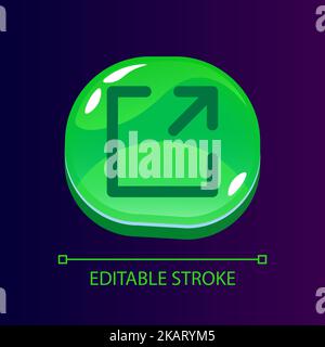 Size expand glossy ui button with linear icon Stock Vector