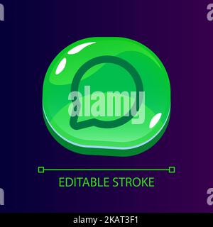 Speech bubble glossy ui button with linear icon Stock Vector