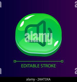 Low sound glossy ui button with linear icon Stock Vector