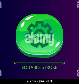 Cogwheel glossy ui button with linear icon Stock Vector