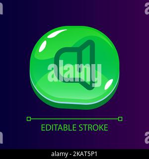 Loudspeaker glossy ui button with linear icon Stock Vector