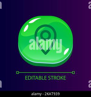 Mark on map glossy ui button with linear icon Stock Vector