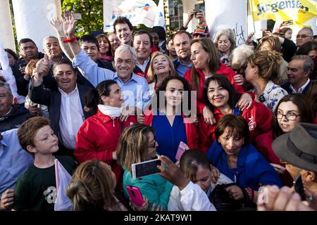 The presidential candidate and former president of Chile Sebastián Piñera met with his followers in the city of Osorno when there are only a few days left for the elections, in Osorno, Chile on November 9, 2017. (Photo by Fernando Lavoz/NurPhoto) Stock Photo