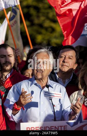 The presidential candidate and former president of Chile Sebastián Piñera met with his followers in the city of Osorno when there are only a few days left for the elections, in Osorno, Chile on November 9, 2017. (Photo by Fernando Lavoz/NurPhoto) Stock Photo