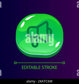 Loudspeaker glossy ui button with linear icon Stock Vector