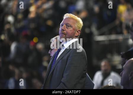 Boris Becker watches on during day eight of the 2017 Nitto ATP World Tour Finals at O2 Arena on November 19, 2017 in London, England. (Photo by Alberto Pezzali/NurPhoto) Stock Photo