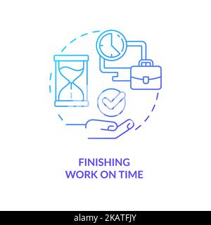 Finishing work on time blue gradient concept icon Stock Vector