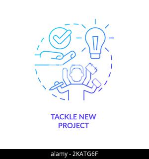 Tackle new project blue gradient concept icon Stock Vector