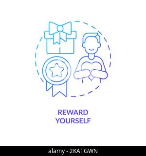Reward yourself blue gradient concept icon Stock Vector