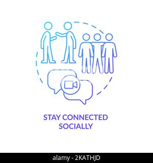Stay connected socially blue gradient concept icon Stock Vector