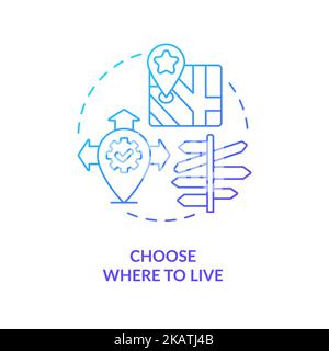 Choose where to live blue gradient concept icon Stock Vector