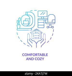 Comfortable and cozy workplace blue gradient concept icon Stock Vector