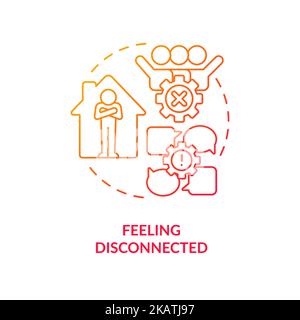 Feeling disconnected red gradient concept icon Stock Vector