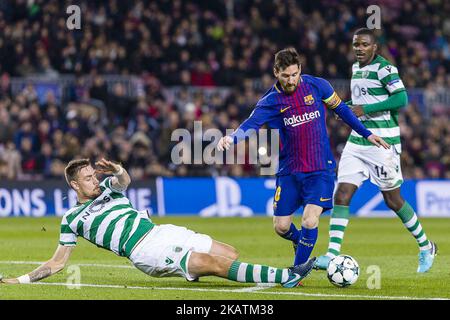 FC Barcelona forward Lionel Messi (10) during the match between FC Barcelona - Sporting CP, for the group stage, round 6 of the Champions League, held at Camp Nou Stadium on 5th December 2017 in Barcelona, Spain. (Photo by Urbanandsport/NurPhoto) Stock Photo