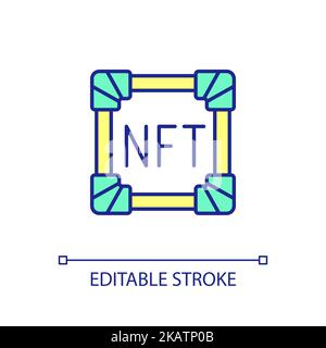 NFT asset RGB color icon Stock Vector