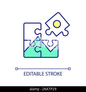 Jigsaw puzzle assembling RGB color icon Stock Vector