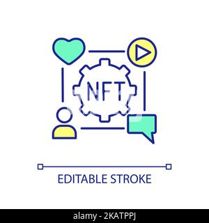 NFT integration in social media RGB color icon Stock Vector