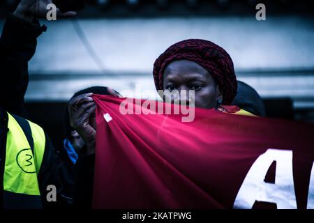 In response to the slave trade in Libya, African Lives Matter held a national march in London on December 9th. Protesters marched until the front the Libyan Embassy in Knightsbridge. (Photo by Chrissa Giannakoudi/NurPhoto) Stock Photo