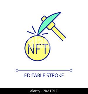 NFT mining RGB color icon Stock Vector