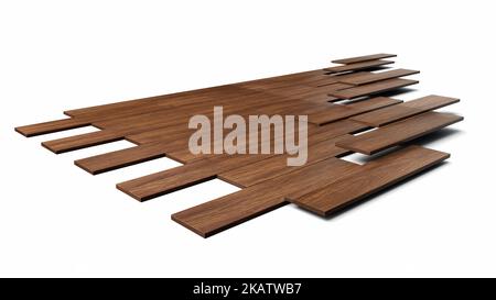 wood flooring installation fixing parquets on floor. 3d Illustration about construction Stock Photo